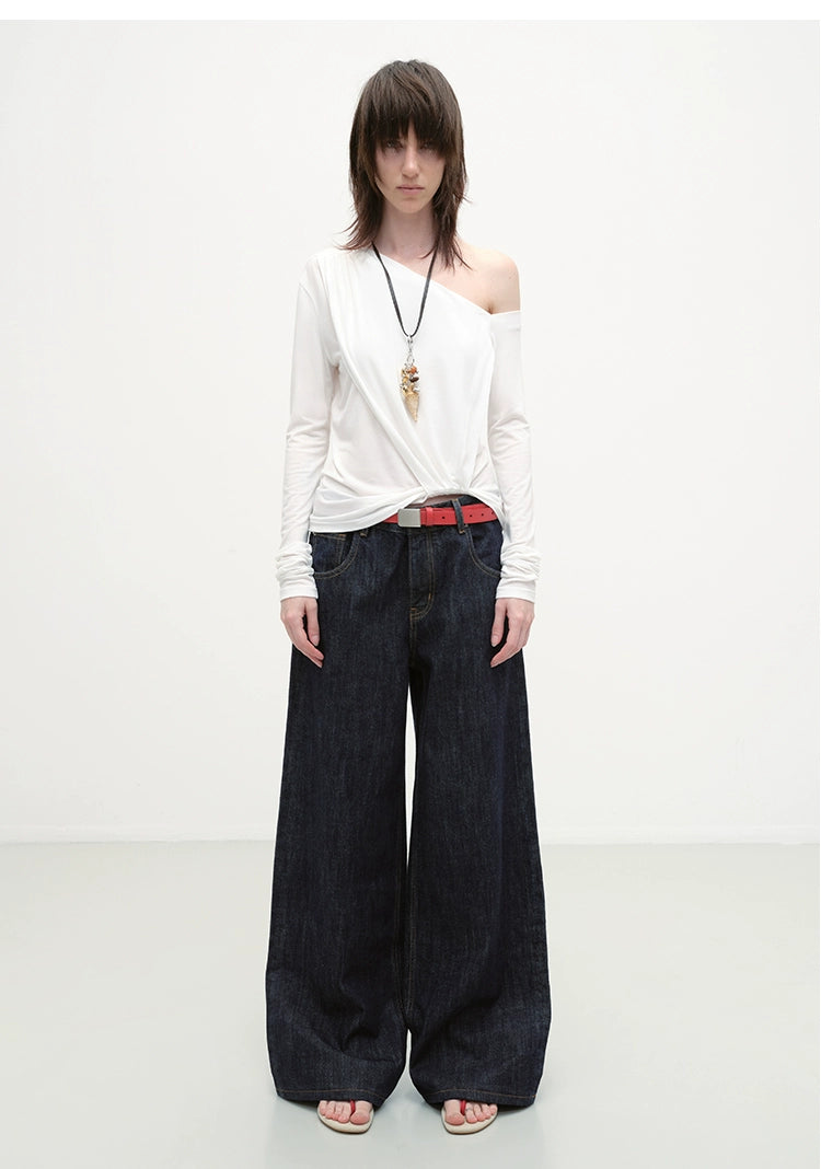 Chugangxi Draped One-Shoulder T-shirt