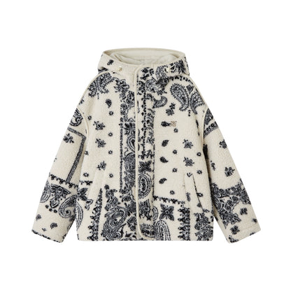 Jacquard Fleece Hooded Casual Jacket