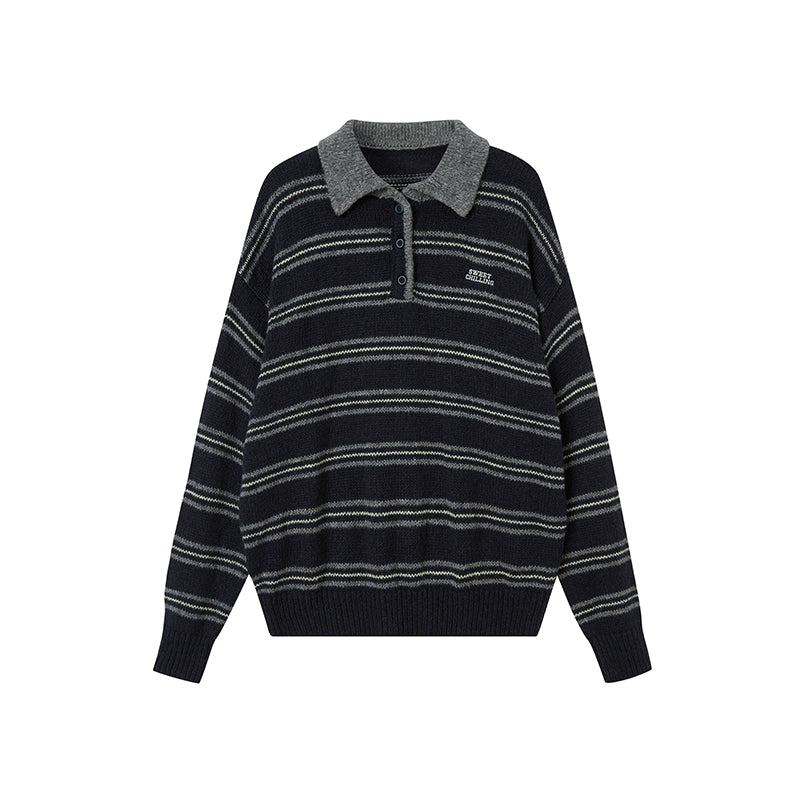 Retro Striped Mohair Polo Sweater