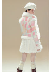 Plaid Patchwork Plush Short Coat - CHINASQUAD