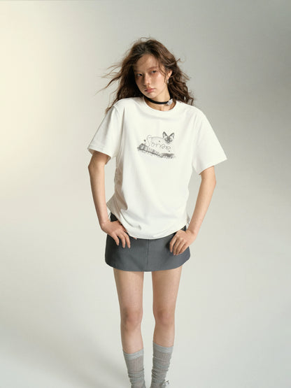 White &amp; Gray Drawstring T-Shirt - CHINASQUAD