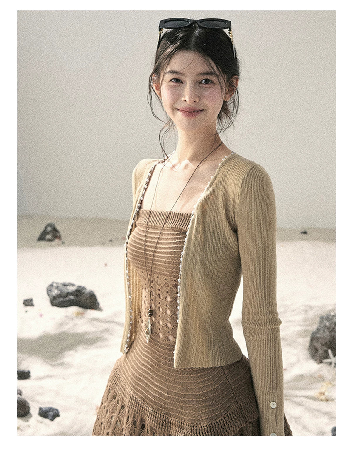 “The Space Between” Open-Shoulder Knit Camisole