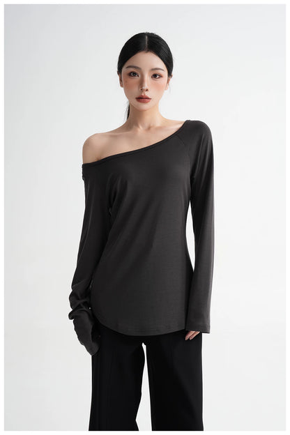 Waist-Cinching Fitted Long Sleeve T-Shirt