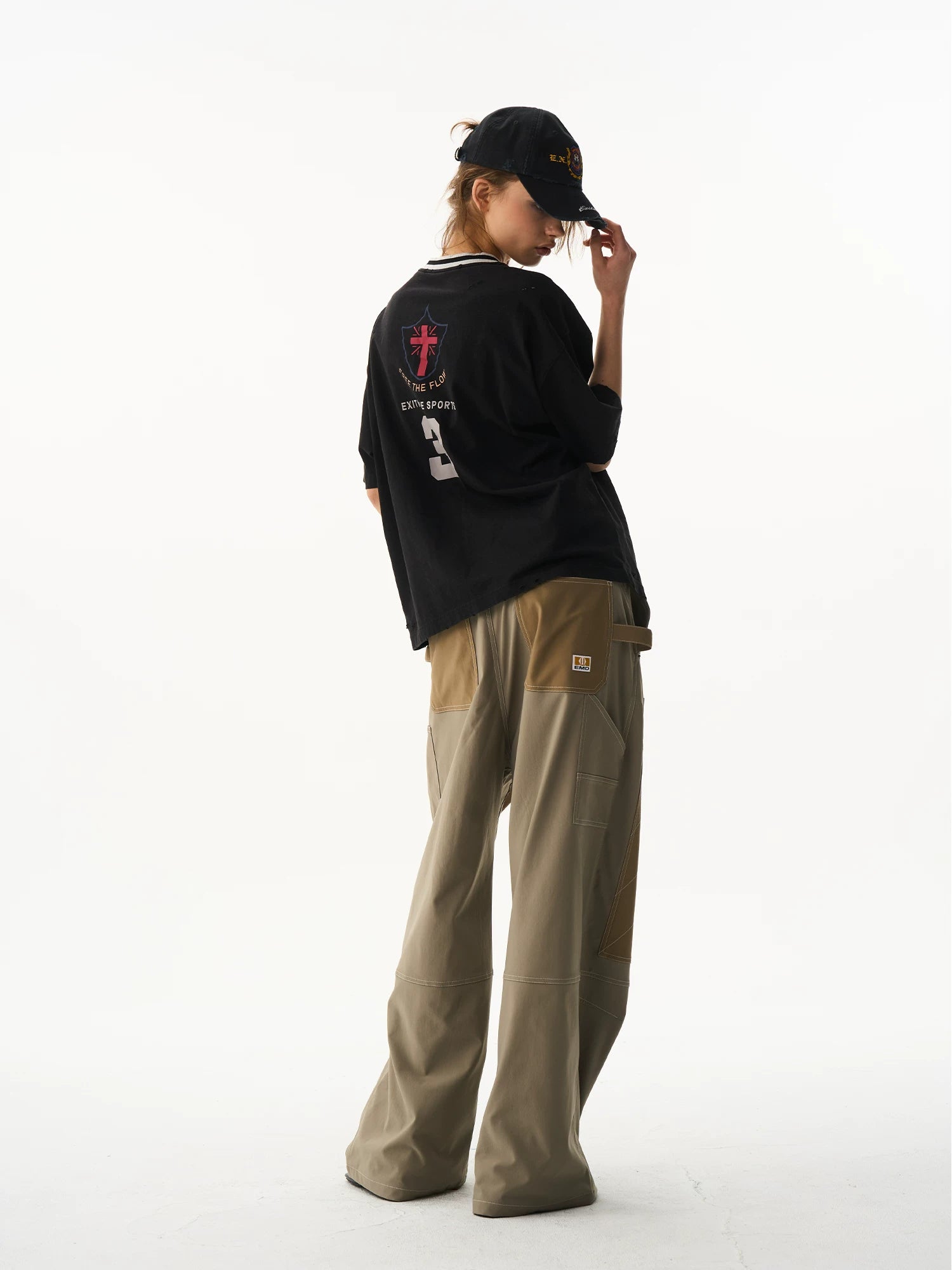 Washed Two-Tone Sport V-Neck Tee