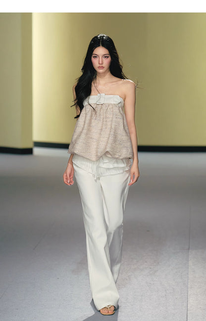 Ballet Lace-Trim Deconstructed Flare Pants
