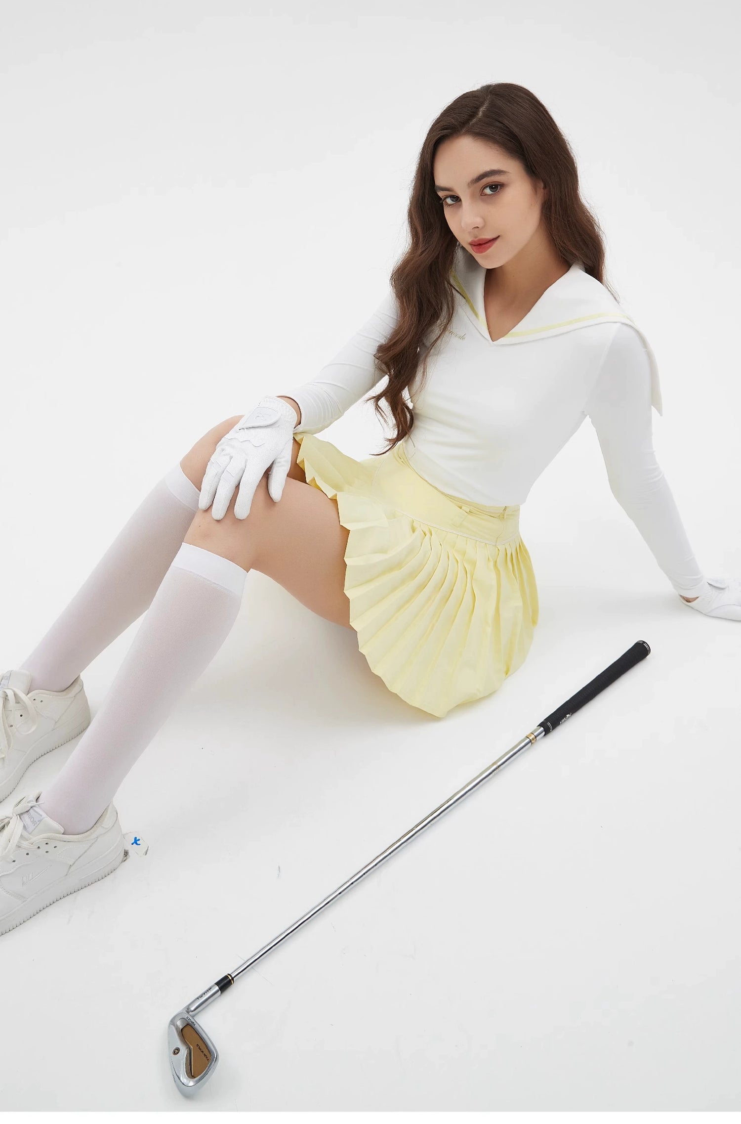 Golf Sailor Collar Shirt &amp; Skirt Set