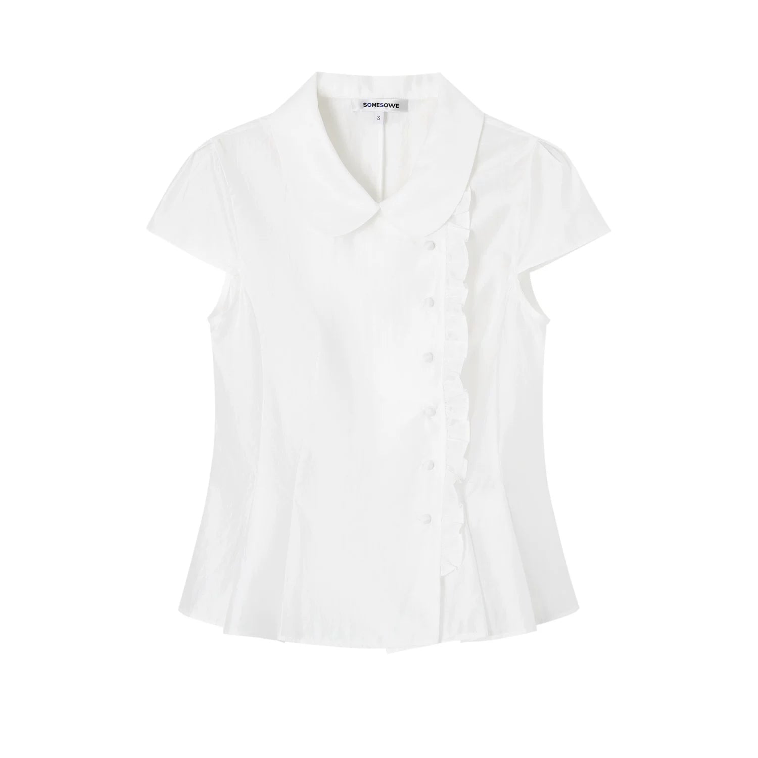 Peter Pan Collar Asymmetric Waist-Tailored Blouse