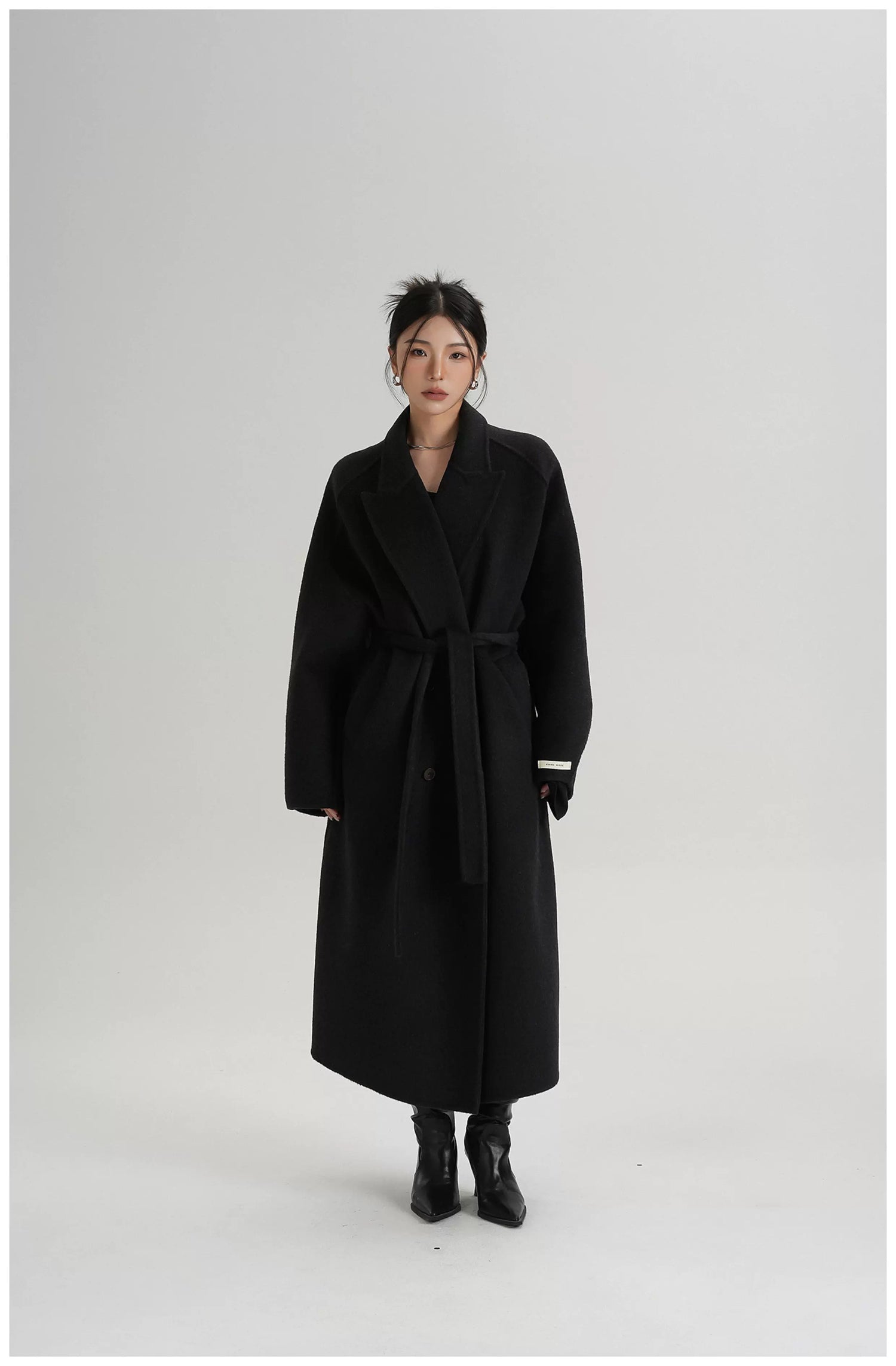 Tie-Belt Long Wool Coat