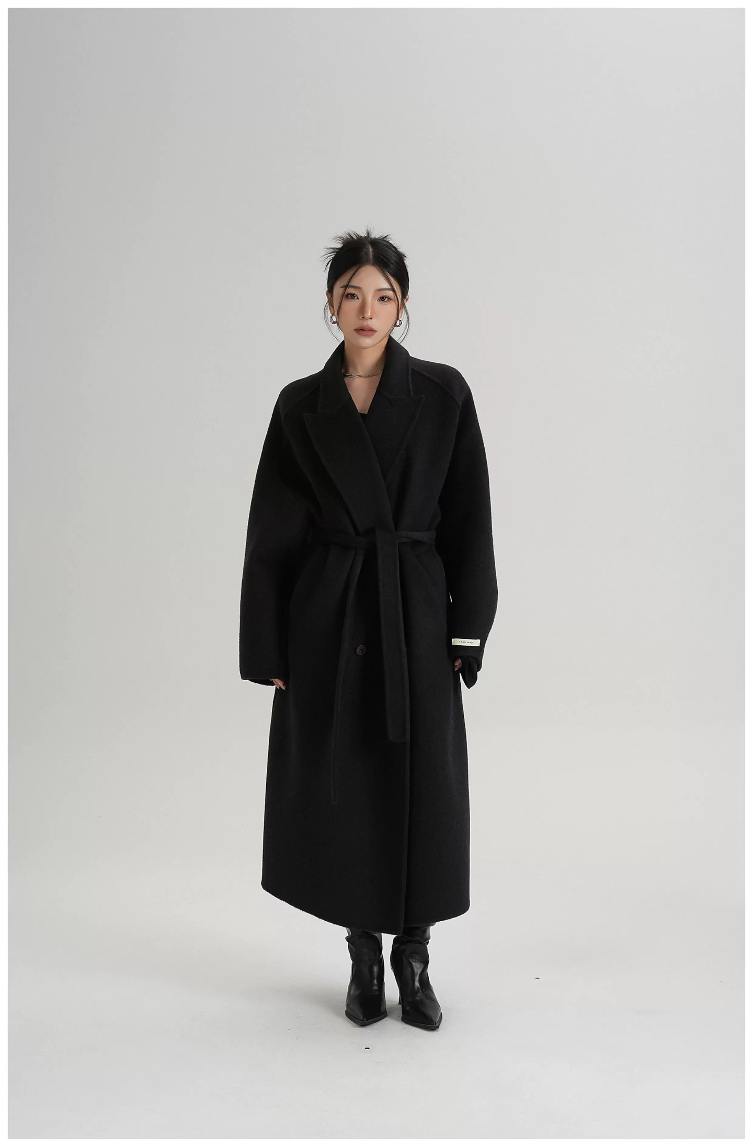 Tie-Belt Long Wool Coat