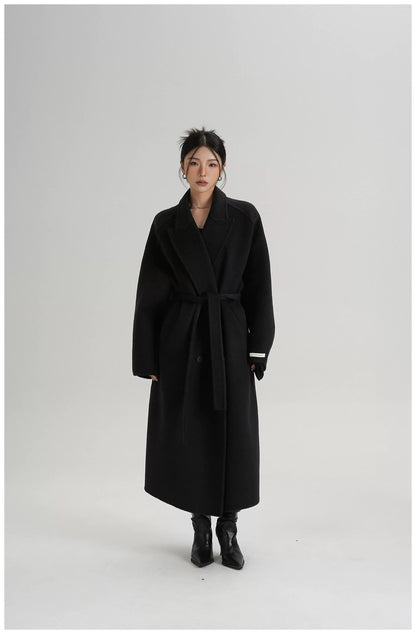 Tie-Belt Long Wool Coat