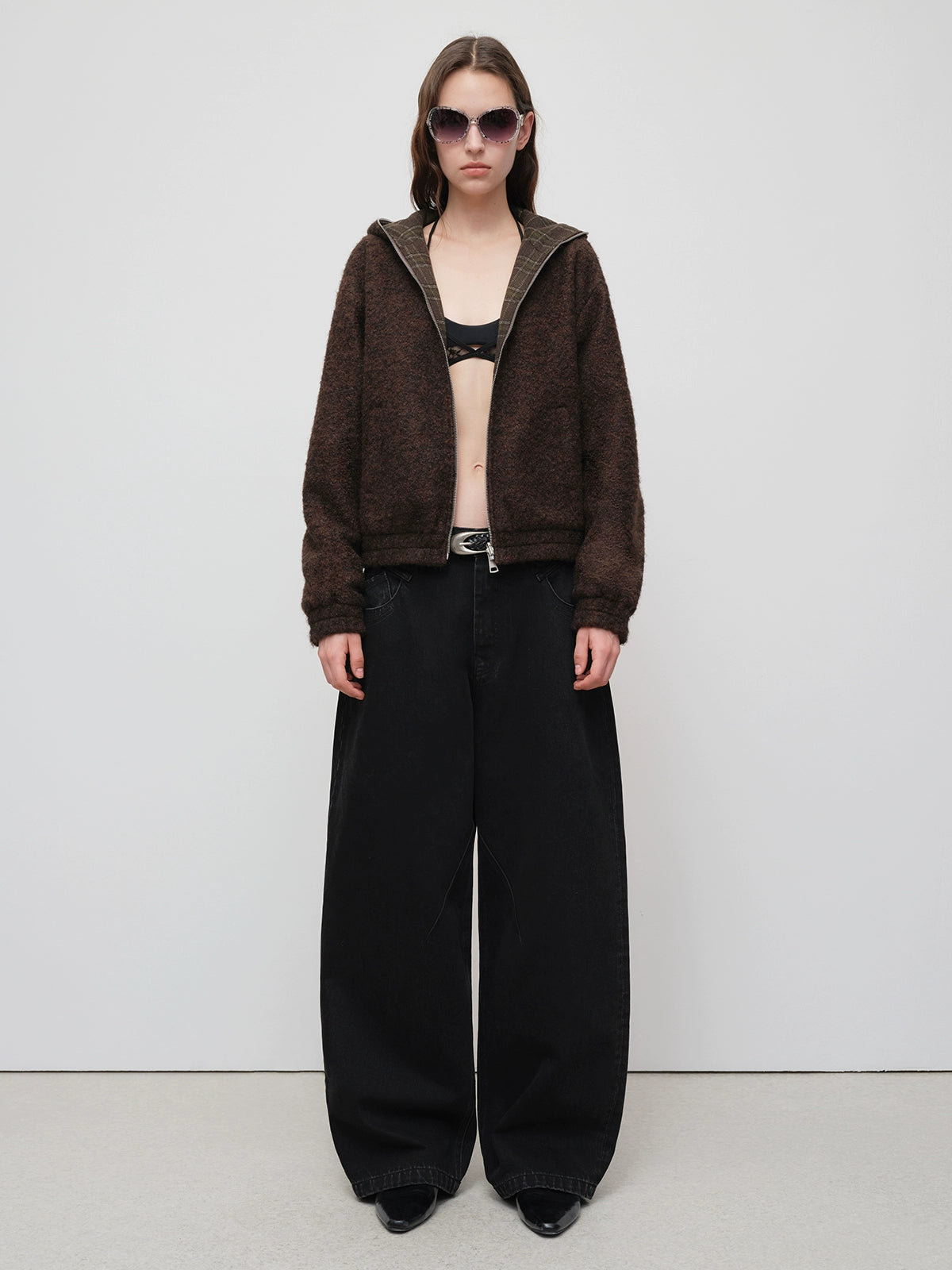 Washed Vintage Tapered Wide-Leg Denim Jeans