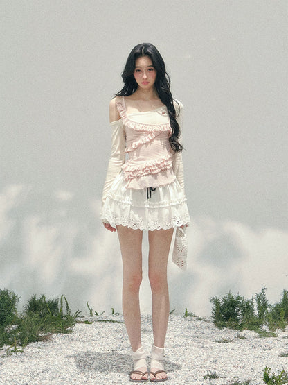 Asymmetric Ruffle Off-Shoulder Top