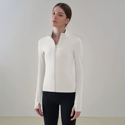 High-neck Fleece-lined Yoga Jacket