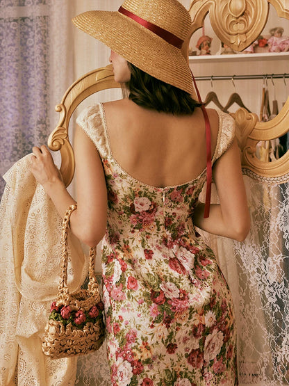 Vintage Romantic All-Over Peony Textured Dress