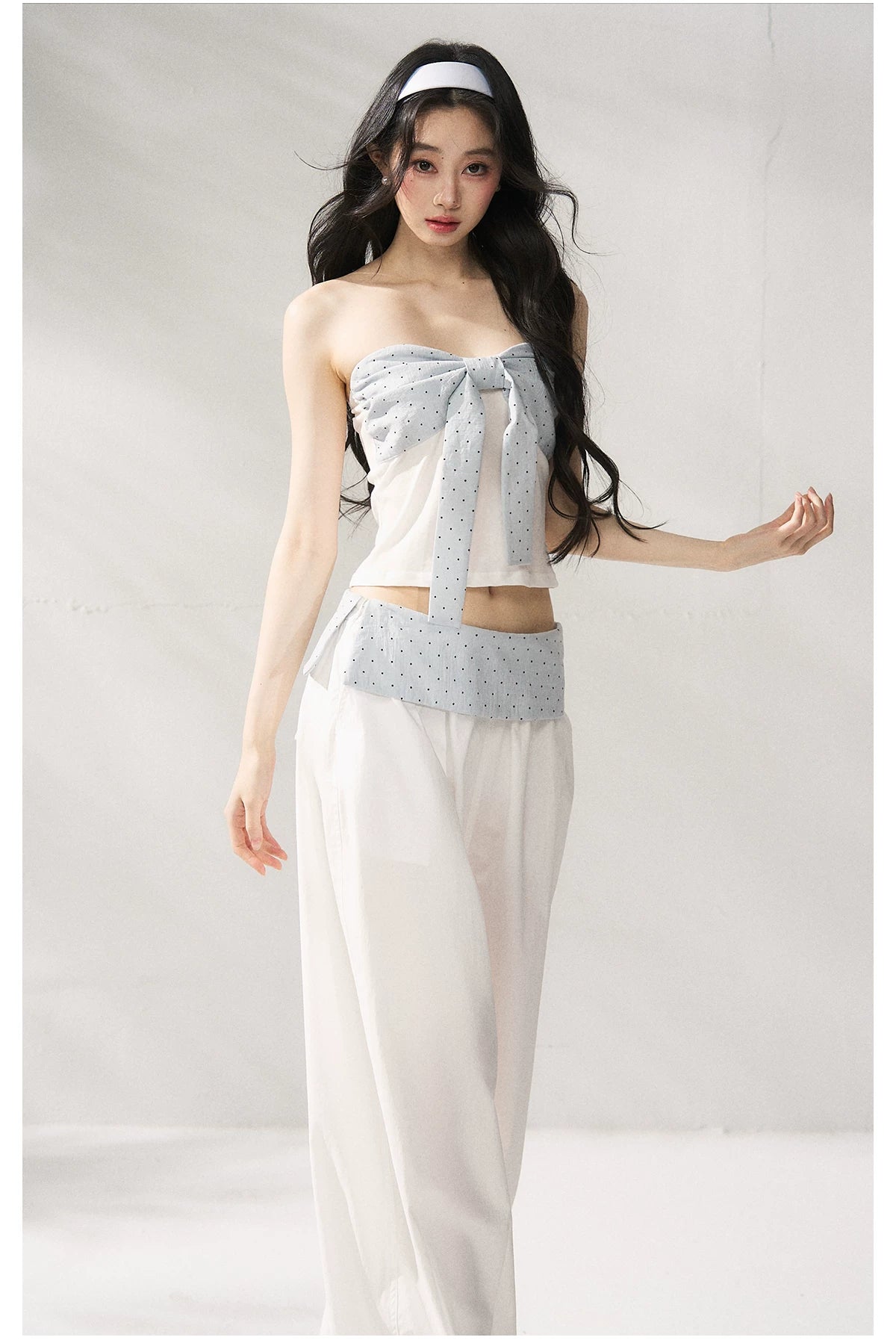 Strapless Top &amp; Relaxed Wide-Leg Pants Set