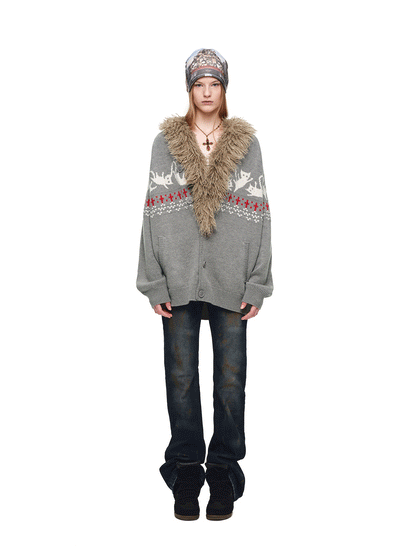 Gilet jacquard Fair Isle avec chats