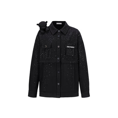 Crystal-Embellished Utility Shirt Jacket