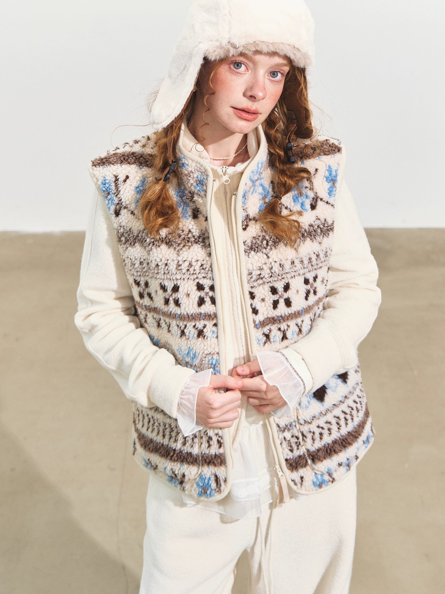 Fair Isle Fleece Knit Vest