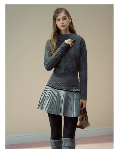 Winter Whisper Cable Knit Turtleneck Sweater