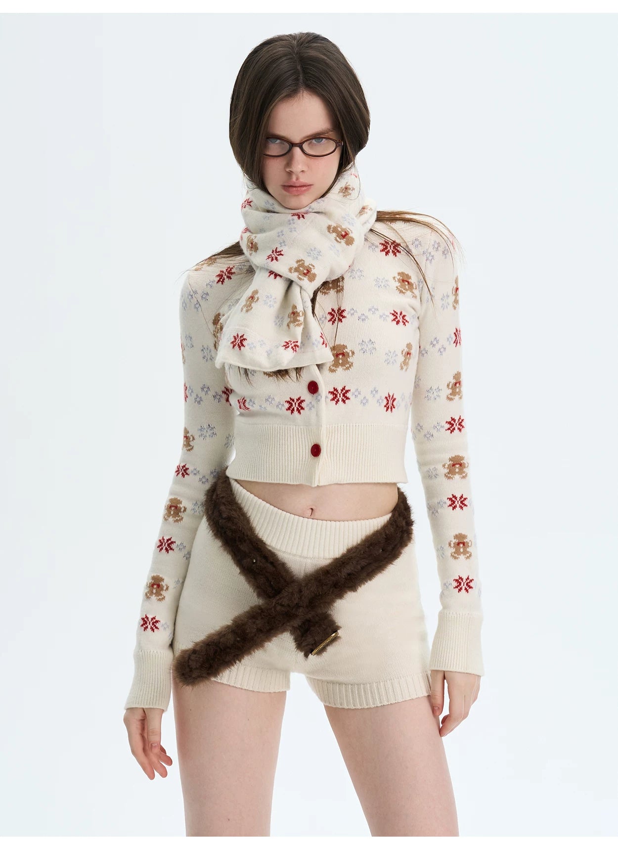 Cashmere-Blend Knit Cardigan Set