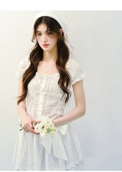 Vintage Plaid Lace Ribbon Two-Piece Set