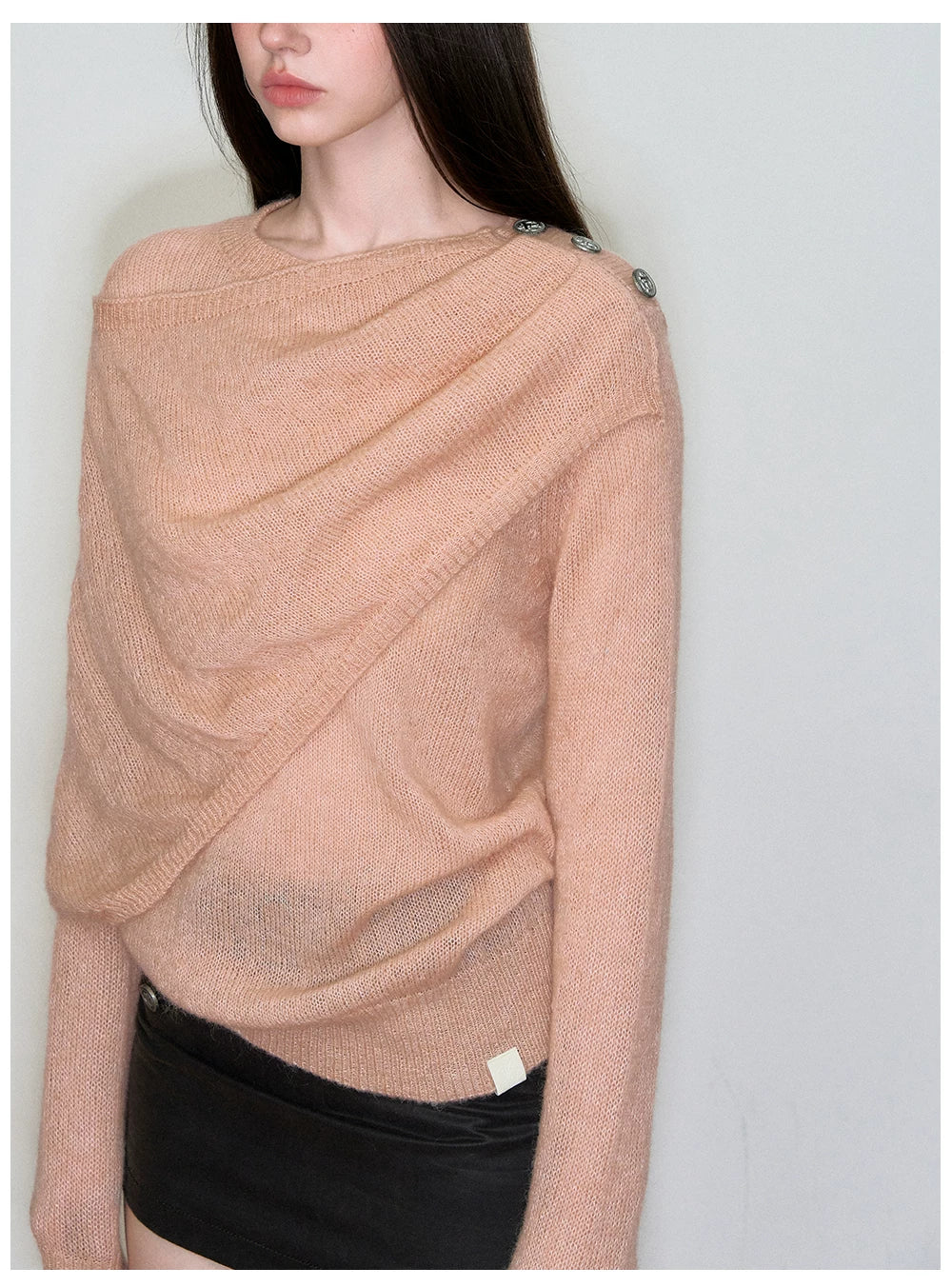 Shawl-Collar Relaxed Wool Knit Sweater
