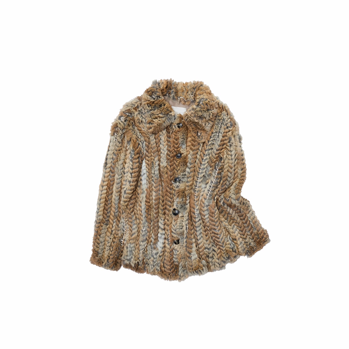 Melard Woven Rabbit Fur Shirt Jacket