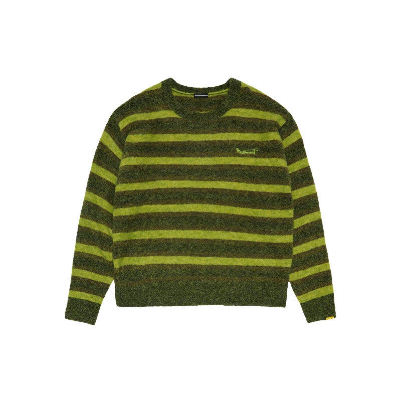 Contrast Stripe Embroidered Knit Sweater