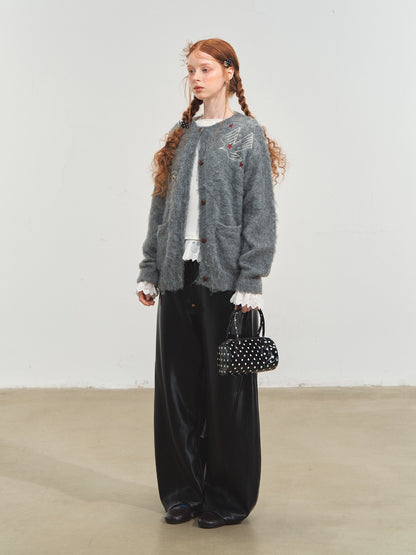 Relaxed Curve‑Hem PU Pants - CHINASQUAD
