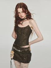 Distressed Washed Leather Bodycon Mini Skirt - CHINASQUAD