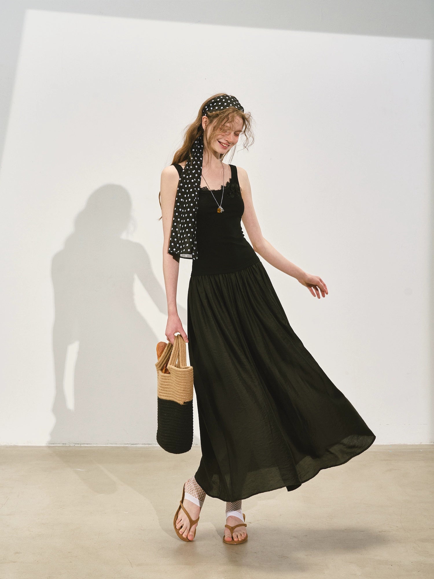 SOMESOWE Patchwork Slim-fit Midi Dress Black / S SOMESOWE Patchwork Slim-fit Midi Dress Black / S