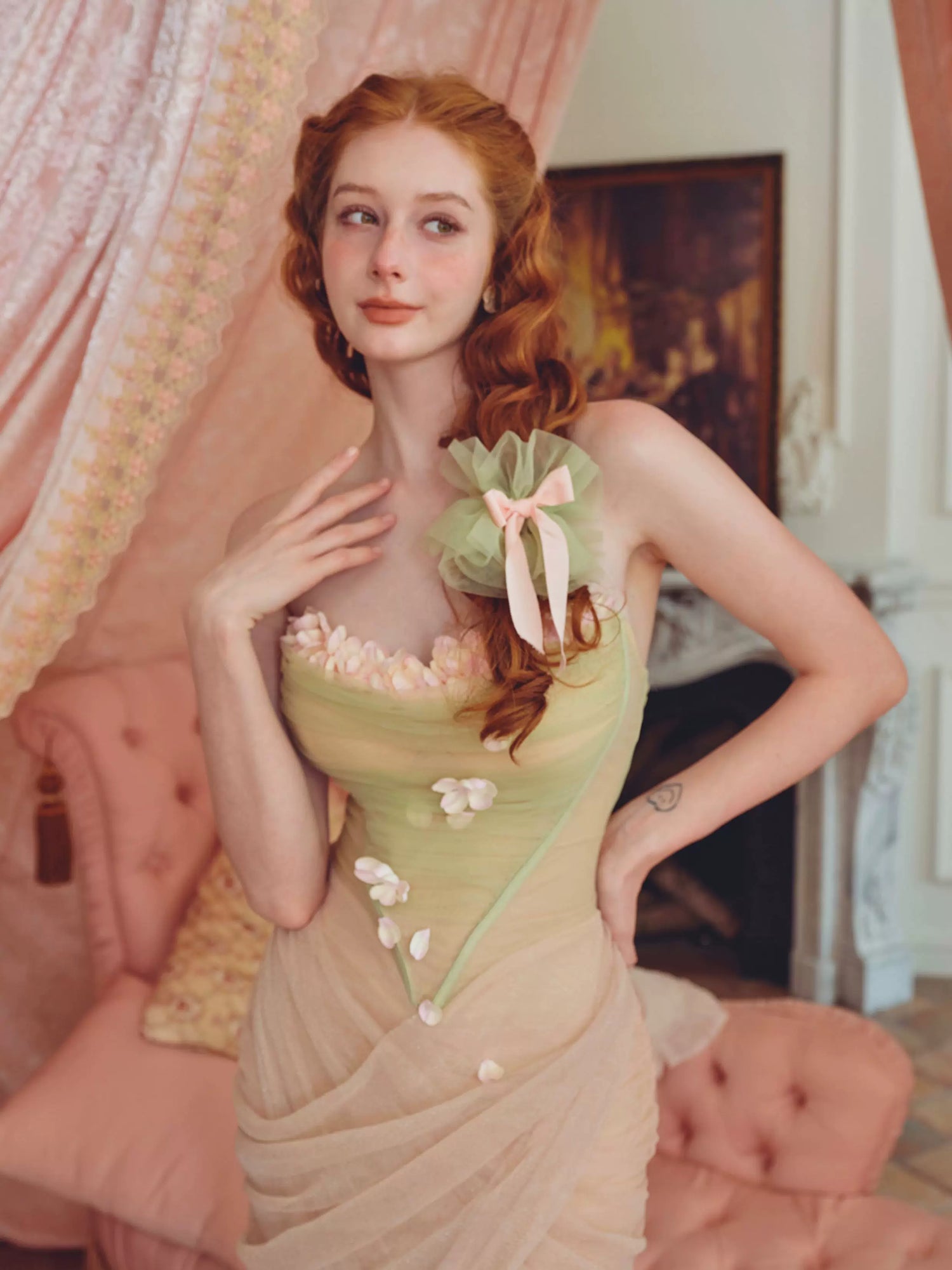 French Gentle Corset Strapless Gown Dress