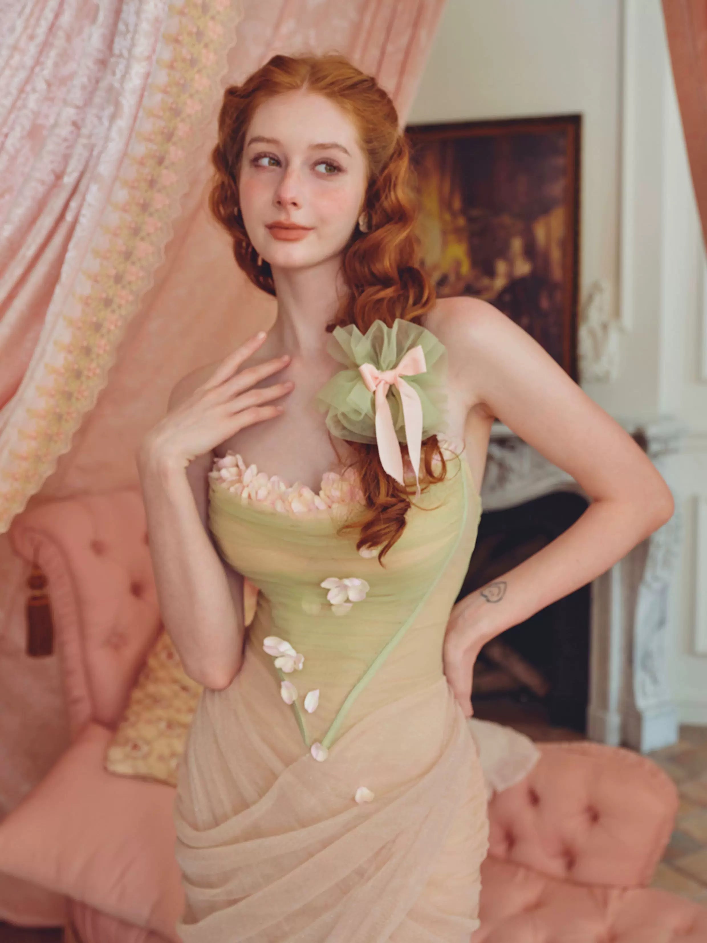 French Gentle Corset Strapless Gown Dress