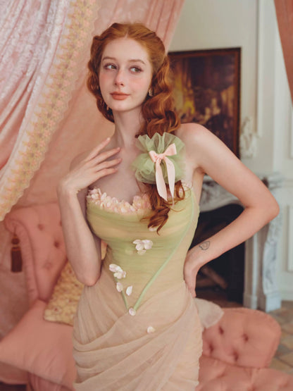 French Gentle Corset Strapless Gown Dress