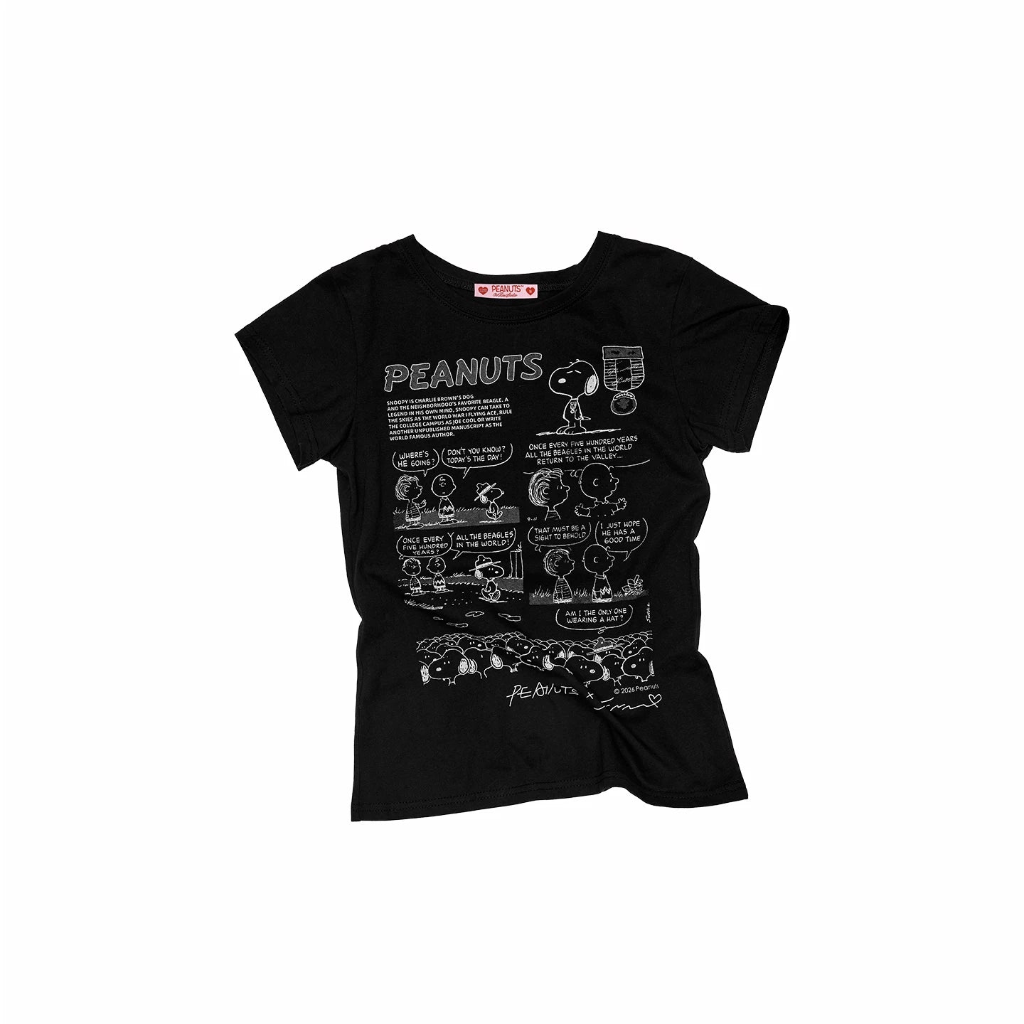 Snoopy Comic Print Fitted Basic T-Shirt