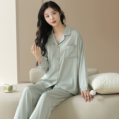 Silk Cardigan and Ice Silk Pajamas Two-piece Set