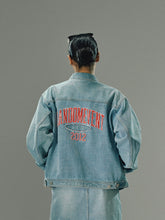 Text Embroidered Denim Jacket - CHINASQUAD