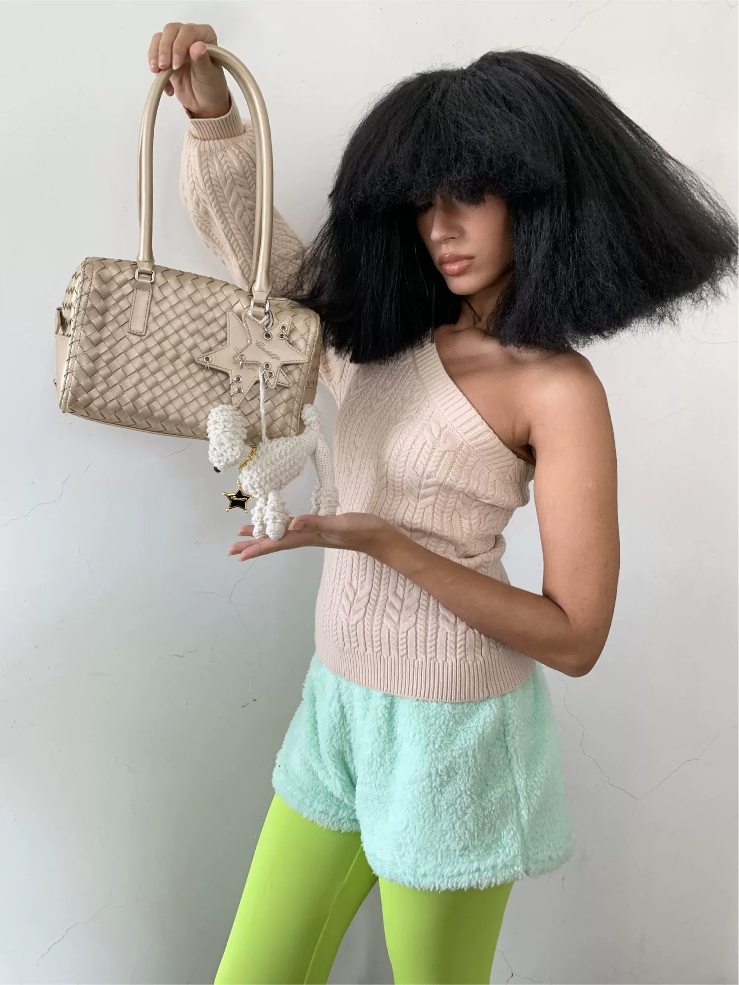Woven Leatherette Barrel Shoulder Bag ECODAY