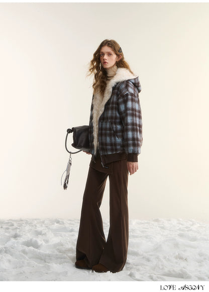 Asgony Asymmetric Layered Flare Knit Pants