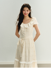 White Embroidered Dress - CHINASQUAD