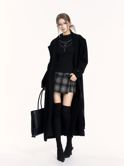 Plaid Wool-Blend A-Line Skirt