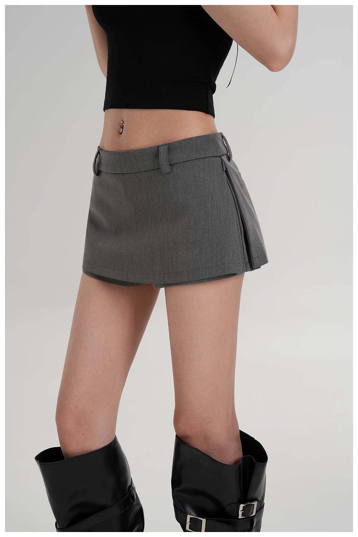 Minimalist Side-Zip Skort Mini Skirt