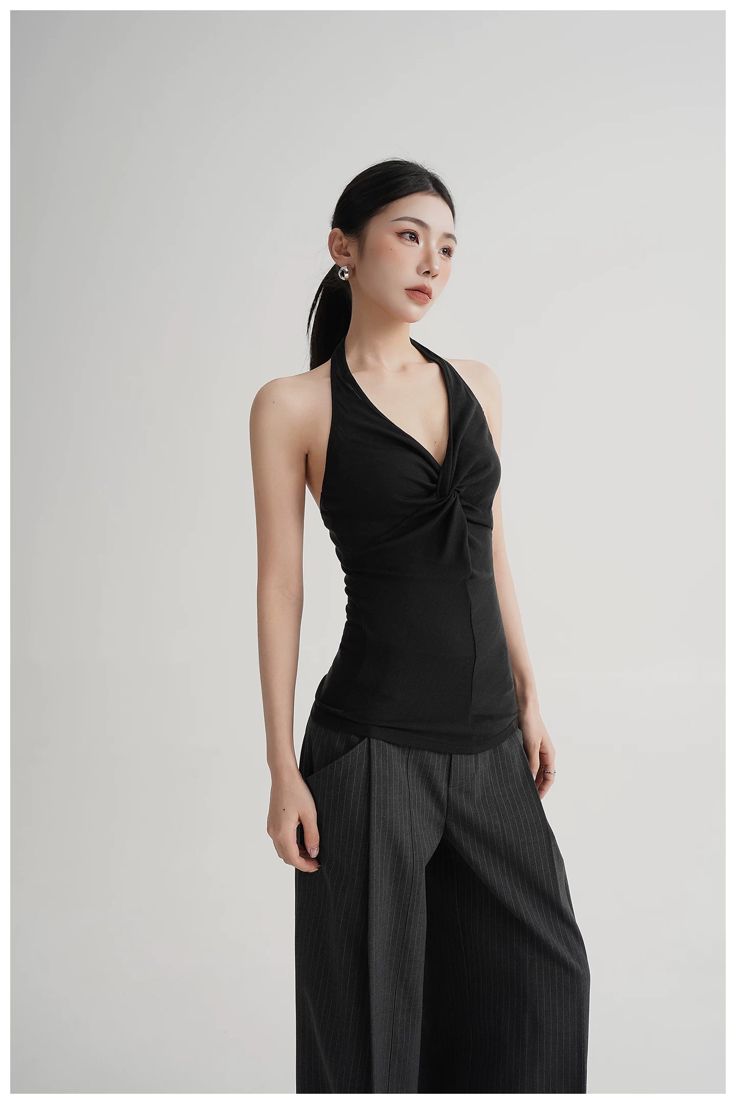 Silk-Blend Draped Halterneck Camisole