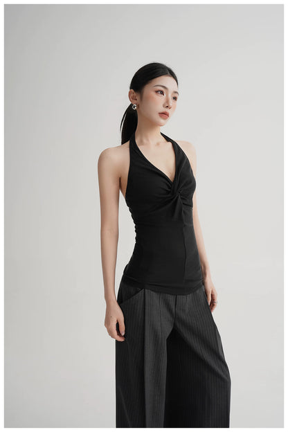 Silk-Blend Draped Halterneck Camisole