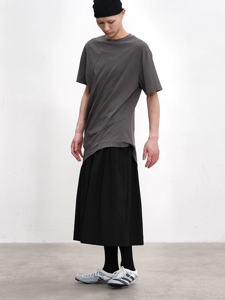Asymmetric Panel Oversized Cotton T-Shirt