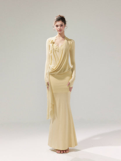 Knit Mesh Top Camisole &amp; Maxi Skirt Set