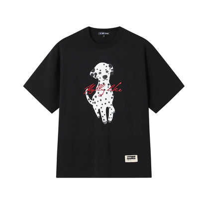 Black Dalmatian Print Silhouette T-shirt