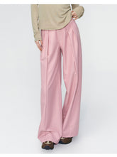 Pink & Grey High-waist Satin Ribbon Trousers - CHINASQUAD