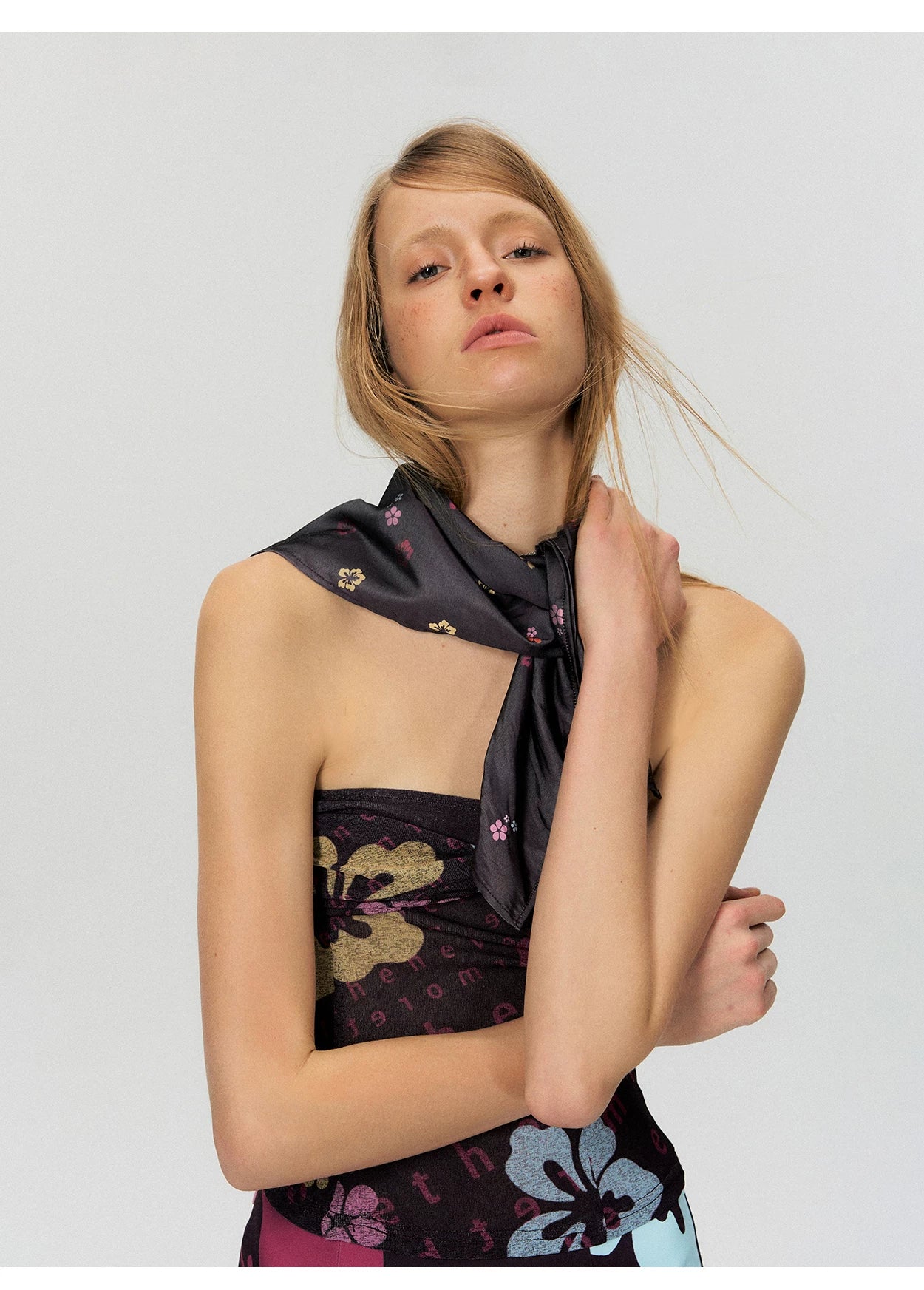 Vintage Floral Twist-Front Bandeau Top