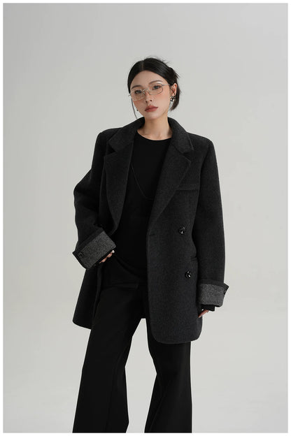 Mid-Length Double-Faced Wool Blazer